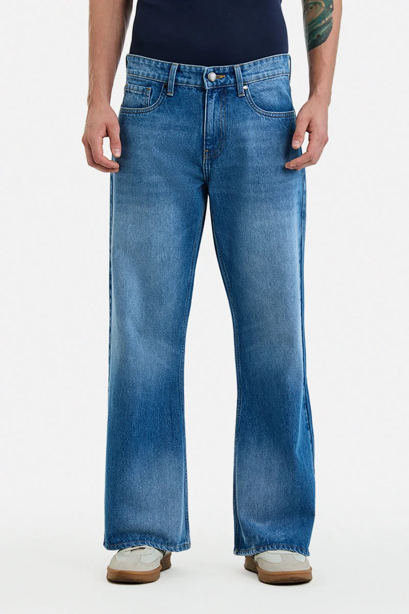 SNITCH Blue Flared Fit Denim Jeans for Men | Best Price UAE